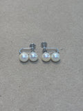 14K White Gold & Pearl Screw On Earrings