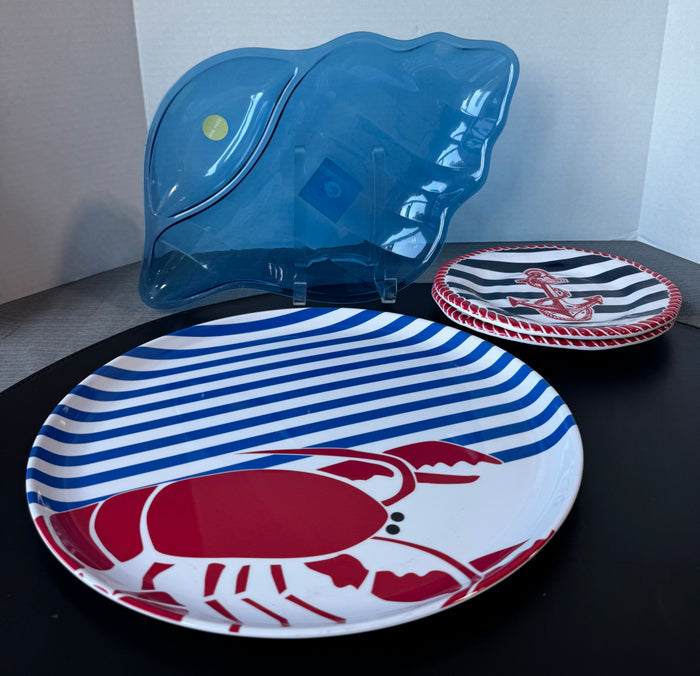 4-Piece Nautical Themed Melamine Dish Set