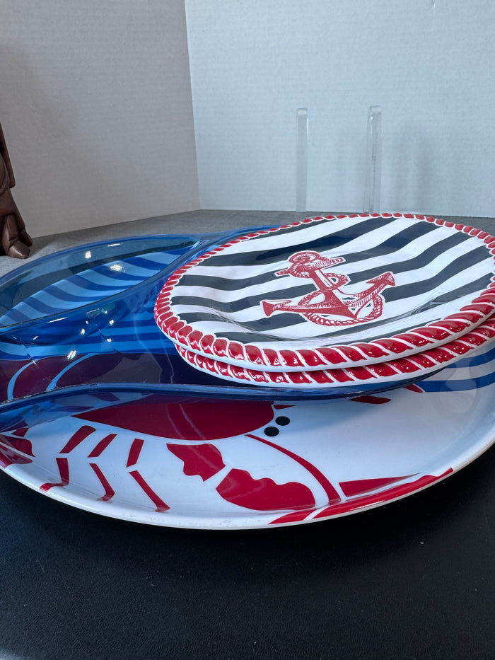 4-Piece Nautical Themed Melamine Dish Set