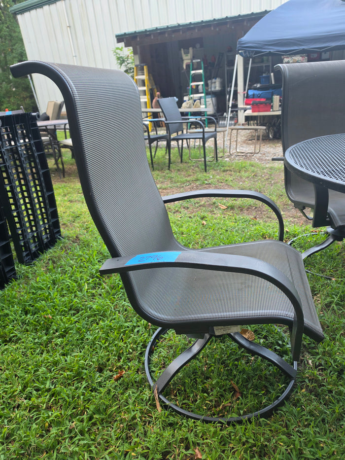 5-Piece Patio Dining Set, Classic Black Metal Table w/Swivel Chairs (Mesh Seats)