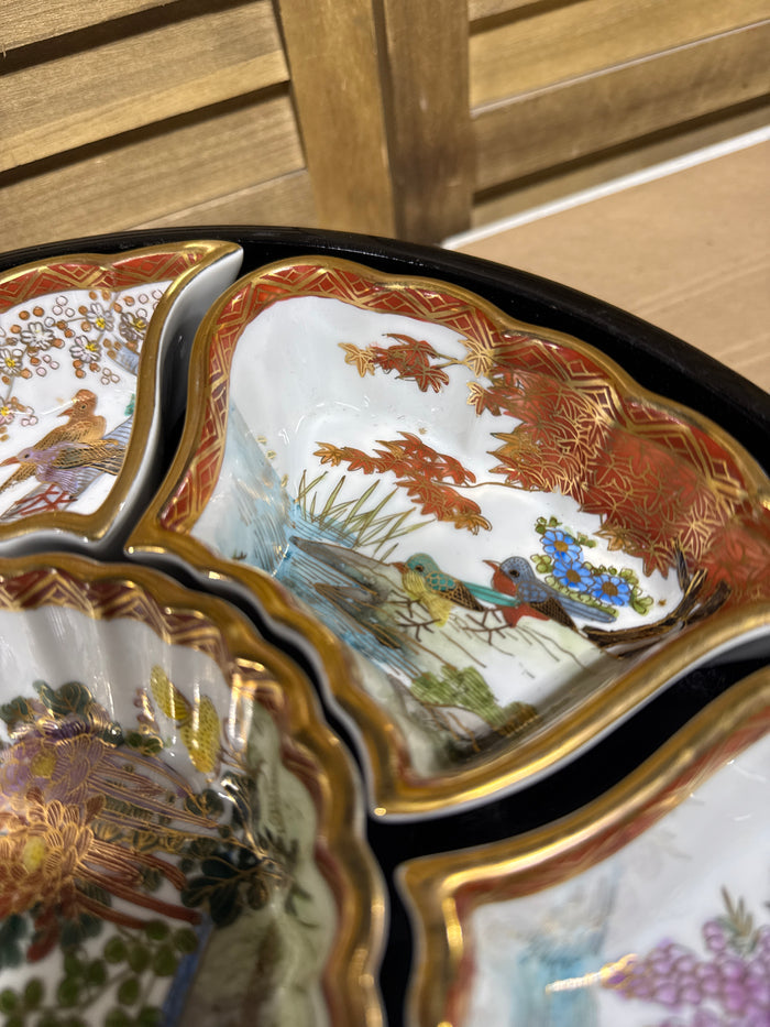 7-Piece Japanese Imari Style Floral Lazy Susan