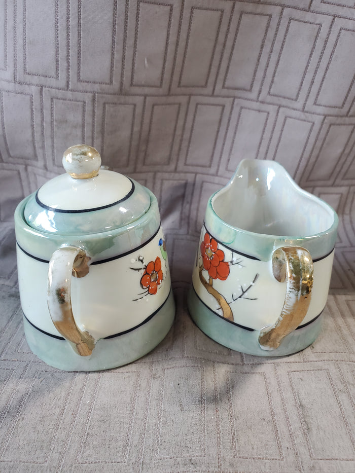 9 Piece Asian Inspired Hand Painted Lusterware Tea Set