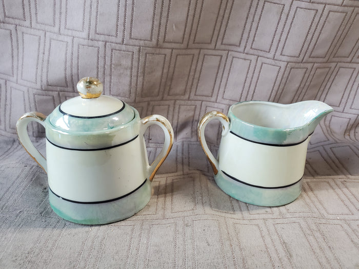 9 Piece Asian Inspired Hand Painted Lusterware Tea Set