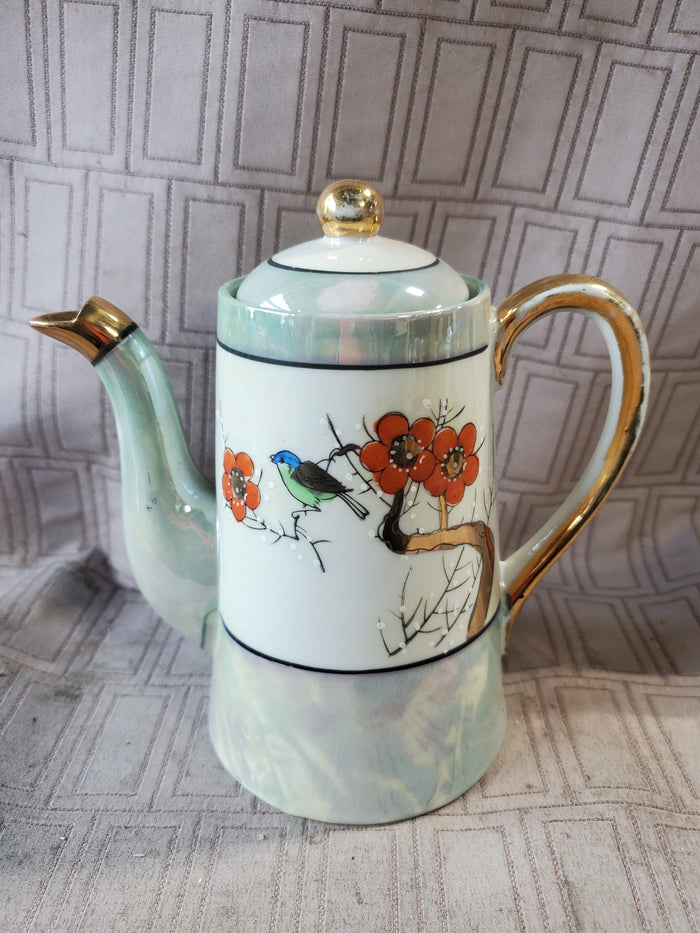 9 Piece Asian Inspired Hand Painted Lusterware Tea Set