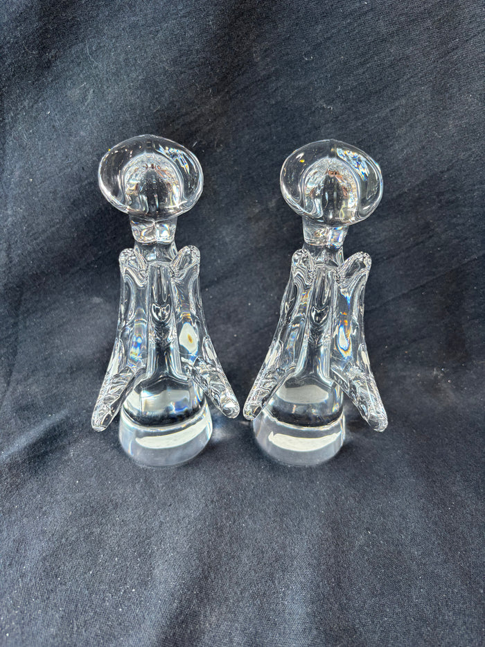 Pair Of Hecht Crystal Clear Glass Angel Figurines