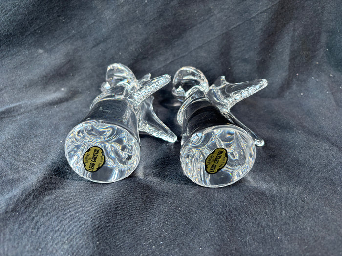 Pair Of Hecht Crystal Clear Glass Angel Figurines