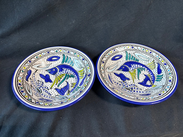 Lot Of 6 La Souk Style Ceramic Fish Dishes