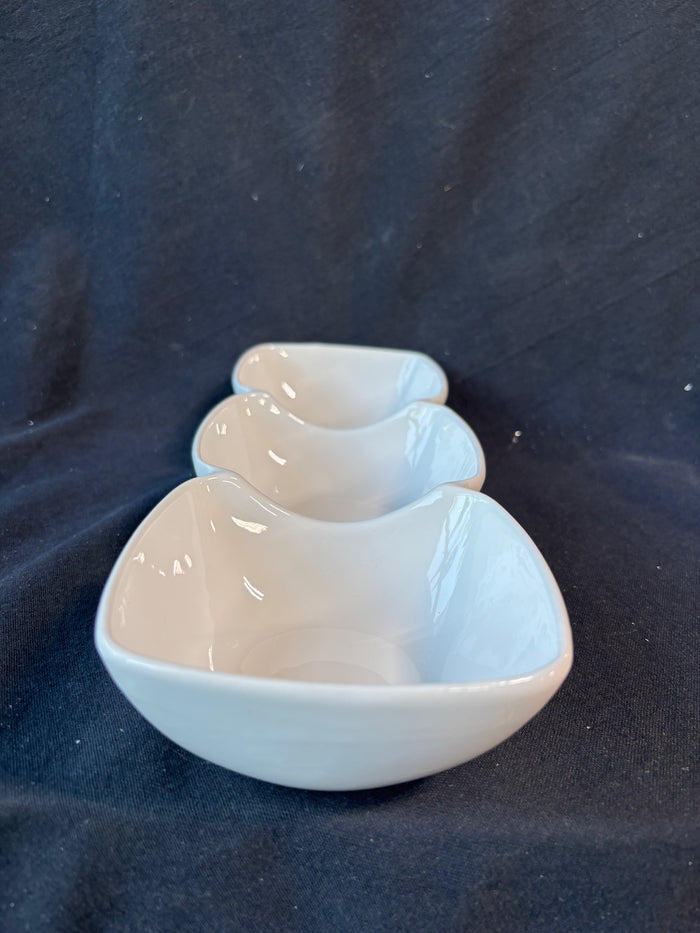 Godinger Gatherings 3-Compartment Ceramic Condiment Server
