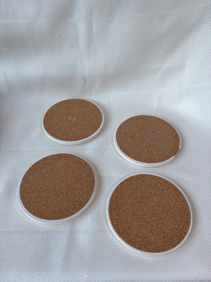 Set Of 4 Ceramic Fruit Coasters W/ Holder *Read Description*
