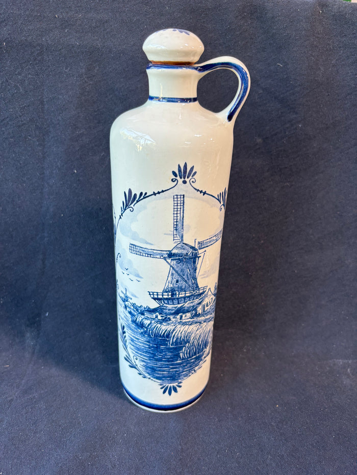 Delft Blue Decanter Jug Bottle with Stopper Made in Holland
