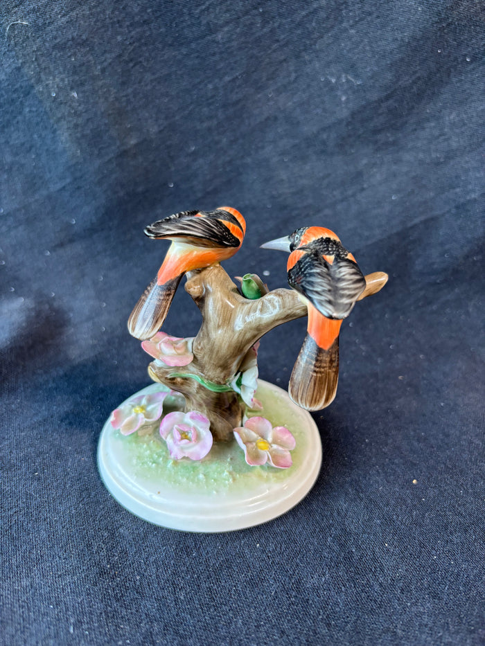 Herend Pair Of Bird On Branch Figurine *Read Description*