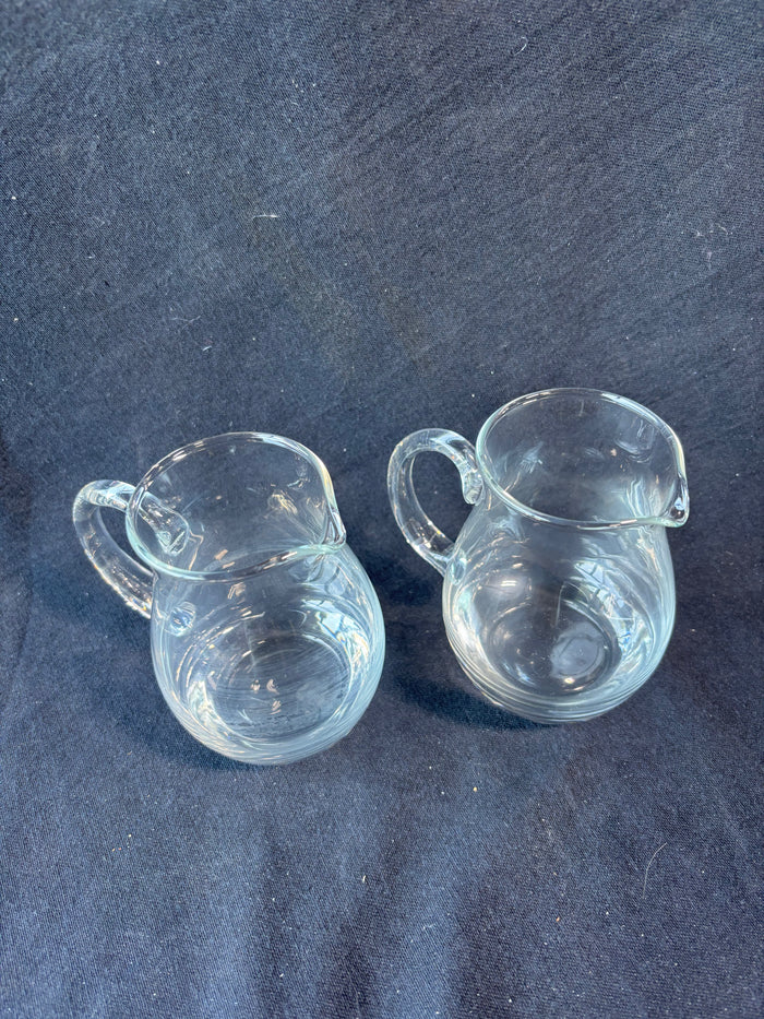 Lot Of 2 Small Clear Glass Water Pitchers