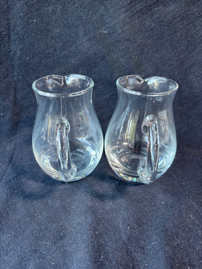 Lot Of 2 Small Clear Glass Water Pitchers