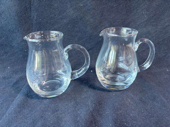 Lot Of 2 Small Clear Glass Water Pitchers