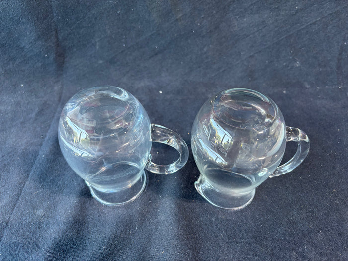 Lot Of 2 Small Clear Glass Water Pitchers