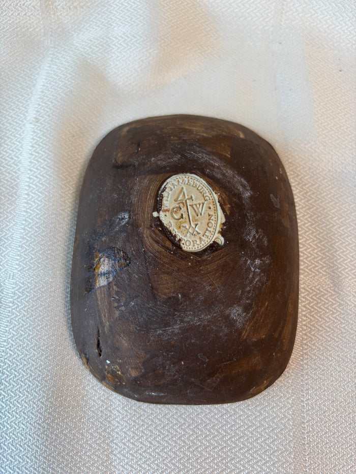 Williamsburg Restoration Stoneware Pottery Yellow And Brown Dish (A)