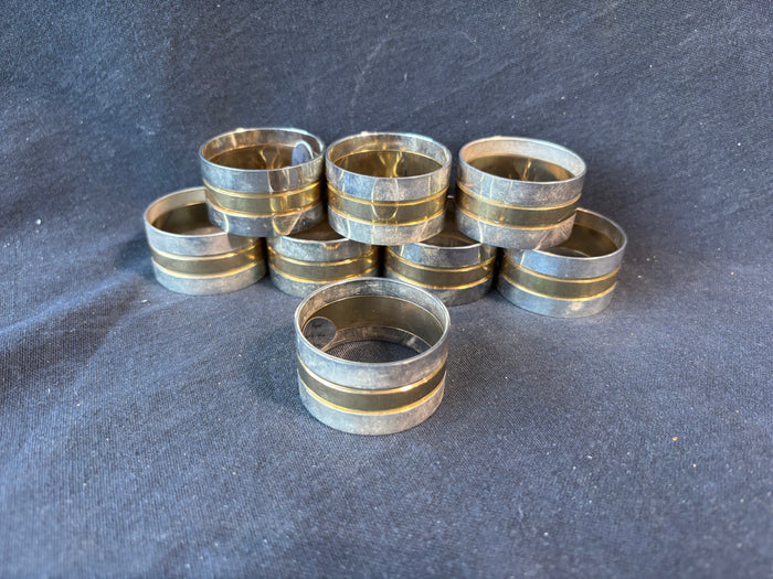 Set Of 8 Regal Quality Silver/Bronze Napkin Rings
