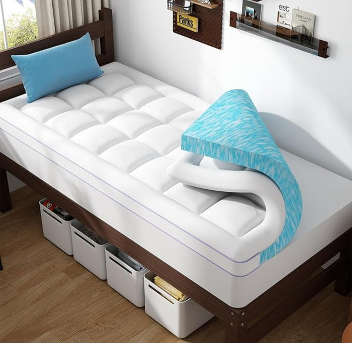 Abene White Twin Size Dual Layer Mattress Topper UNOPENED
