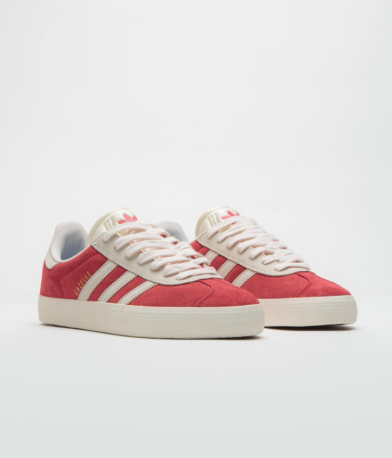 Adidas Gazelle ADV Shoes in Better Scarlet and Chalk White / Gold Metallic