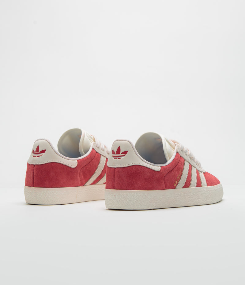 Adidas Gazelle ADV Shoes in Better Scarlet and Chalk White / Gold Metallic