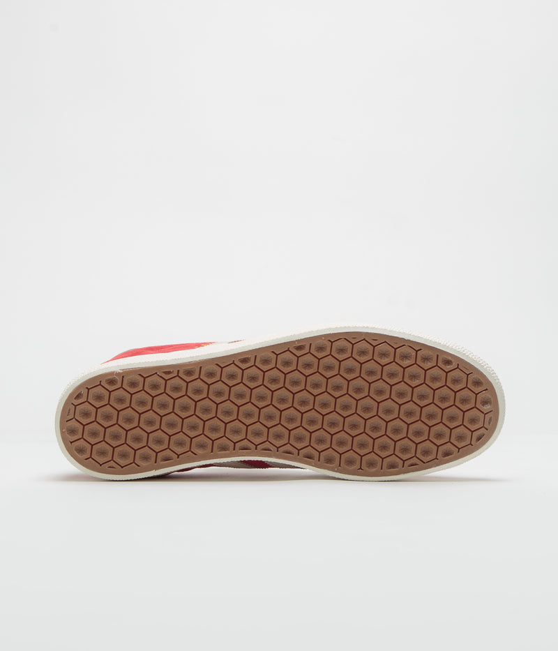 Adidas Gazelle ADV Shoes in Better Scarlet and Chalk White / Gold Metallic