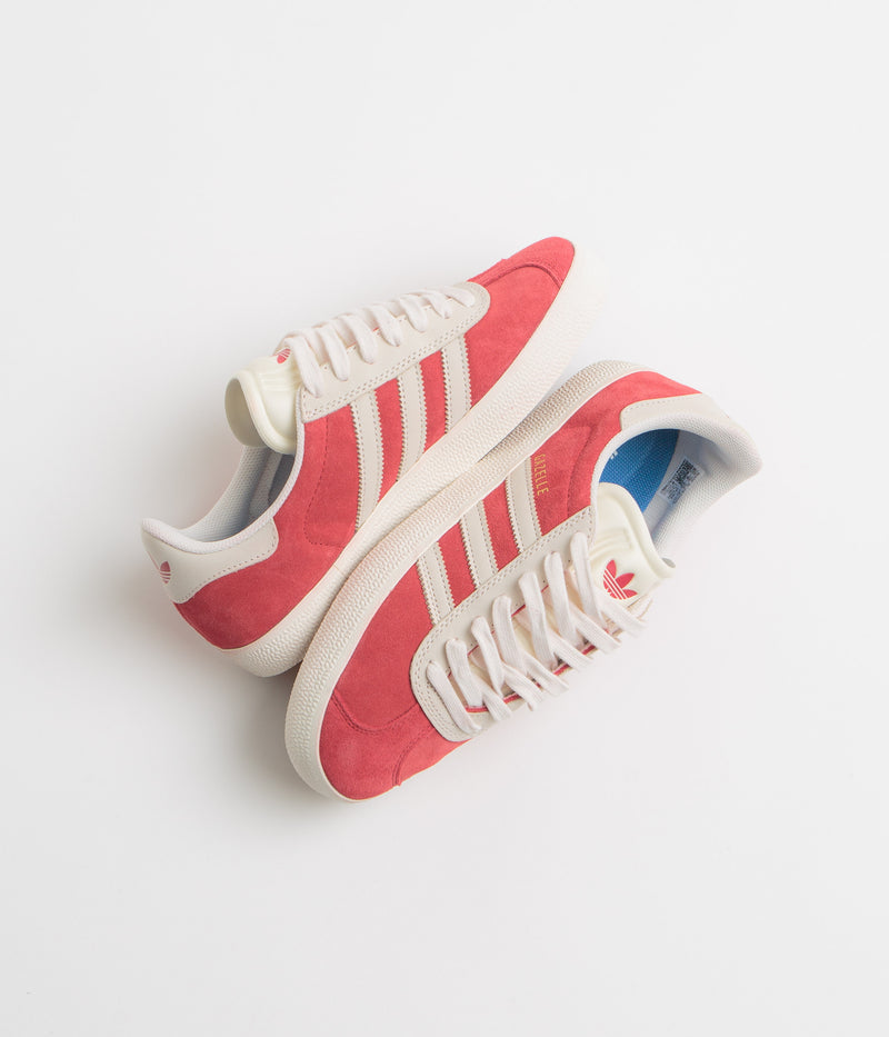 Adidas Gazelle ADV Shoes in Better Scarlet and Chalk White / Gold Metallic