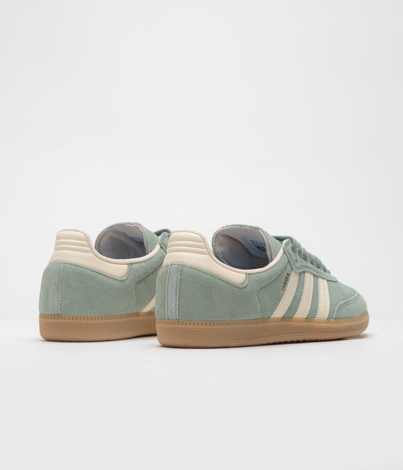Adidas Samba ADV Shoes in Silver Green and Wonder White / Gold Metallic