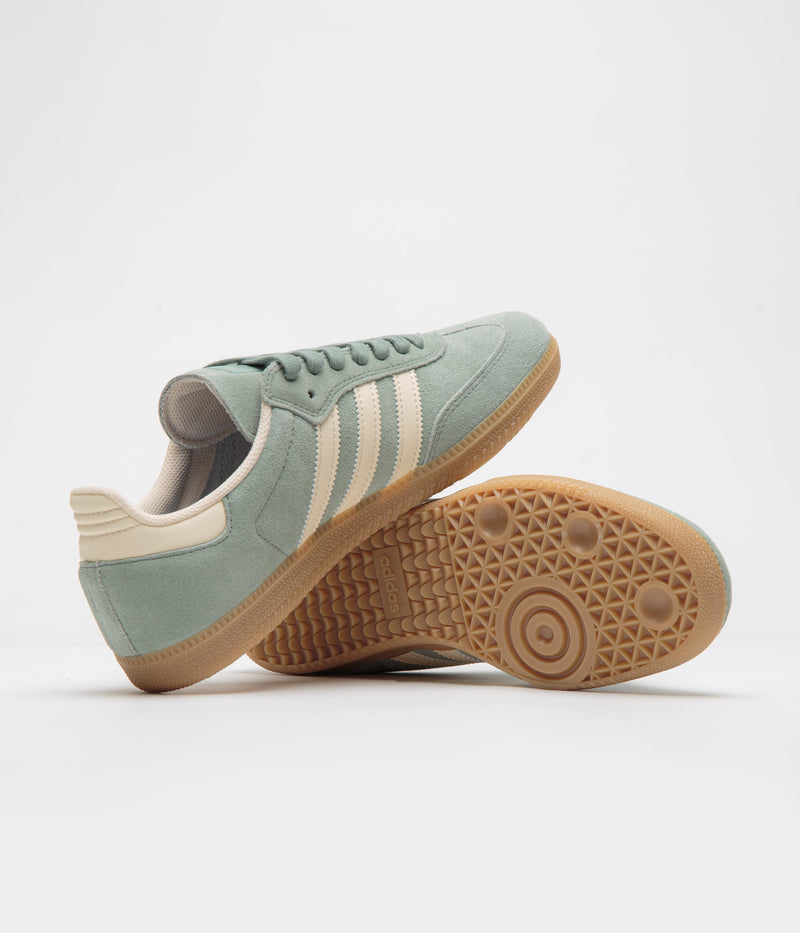 Adidas Samba ADV Shoes in Silver Green and Wonder White / Gold Metallic