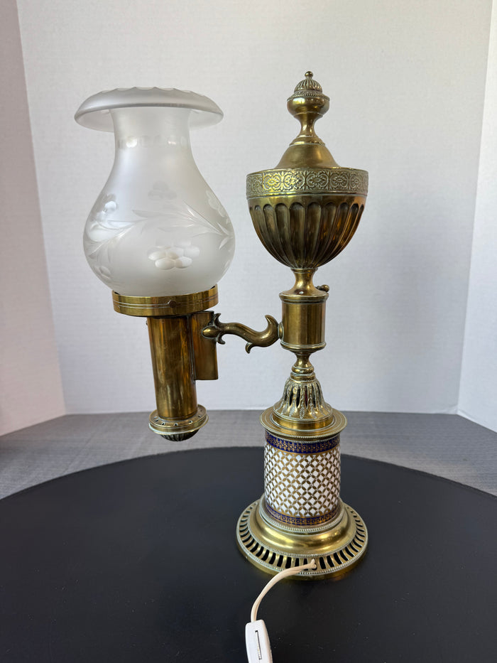 Antique Brass Argand Electric Converted Oil Lamp AS IS (READ DESCRIPTION CAREFULLY) (A)