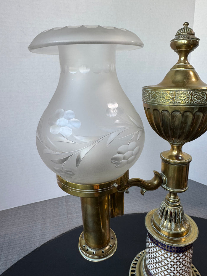 Antique Brass Argand Electric Converted Oil Lamp AS IS (READ DESCRIPTION CAREFULLY) (A)