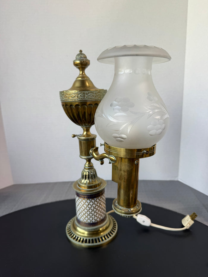 Antique Brass Argand Electric Converted Oil Lamp AS IS (READ DESCRIPTION CAREFULLY) (A)