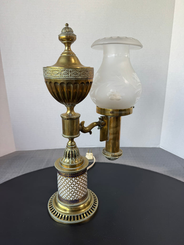 Antique Brass Argand Electric Converted Oil Lamp AS IS (READ DESCRIPTION CAREFULLY) (A)
