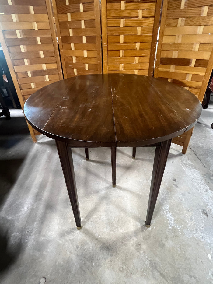 Antique Drop Leaf Table with Brass Accents on Table Legs