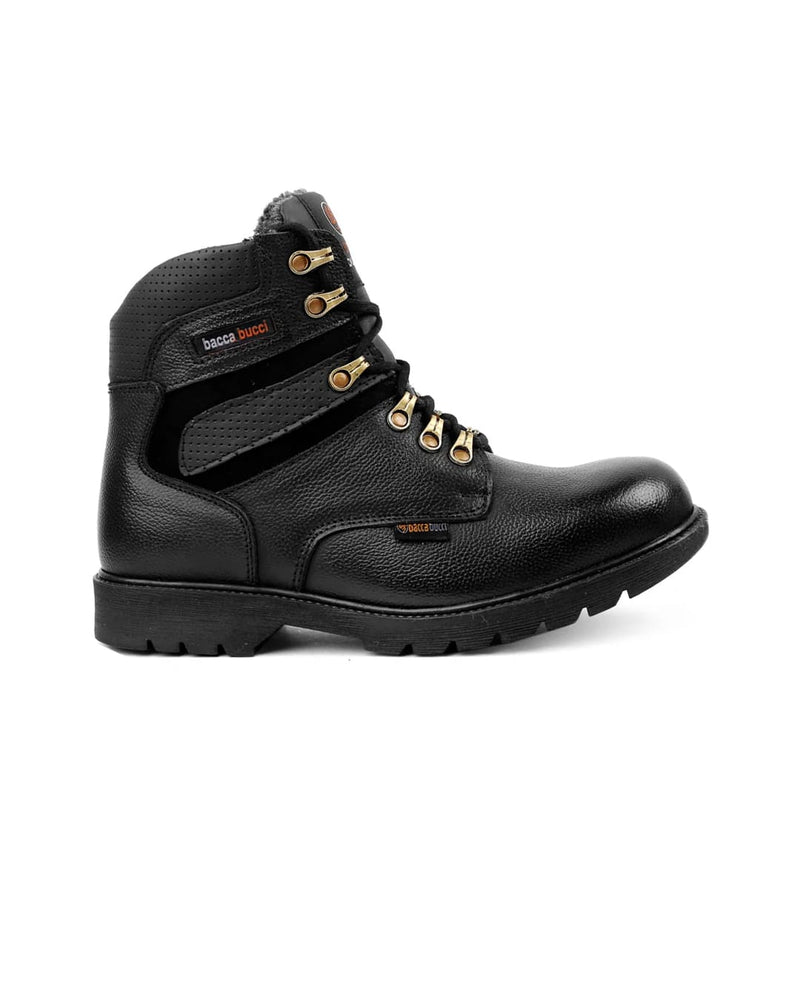 Bacca Bucci 6 Inches Steel Toe Cap Genuine Leather Boots with Fur