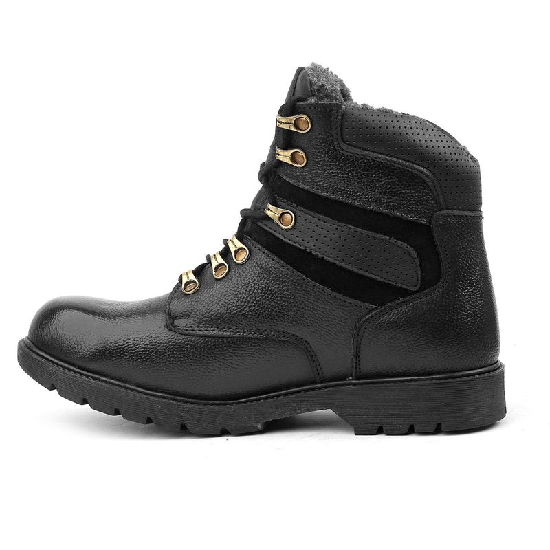 Bacca Bucci 6 inches Steel Toe-Cap genuine Grain Leather Outdoor Snow Boot With FUR - Bacca Bucci