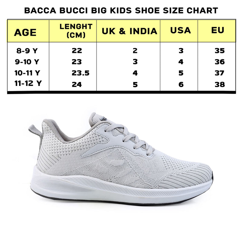 Bacca Bucci Boys or Girls Essential Knit Athletic Running Sports Sneaker | Non-Slip | Light weight | Breathable (Age: 8 year to 12 years)