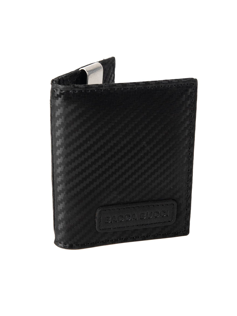Bacca Bucci CarbonEdge Leather Wallet with Metal Money Clip