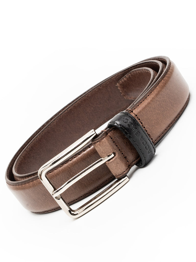 Bacca Bucci Classic Leather Belt with Metal Buckle