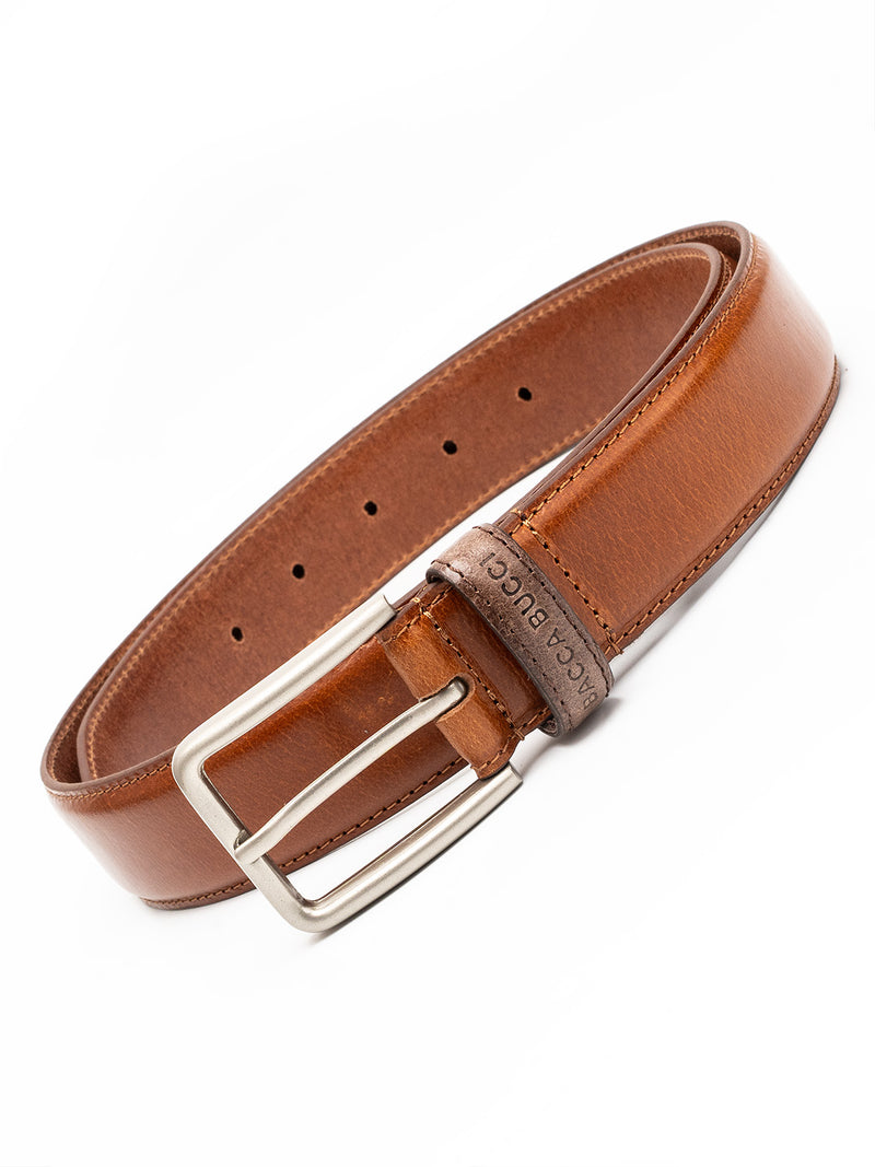 Bacca Bucci Classic Leather Belt with Metal Buckle