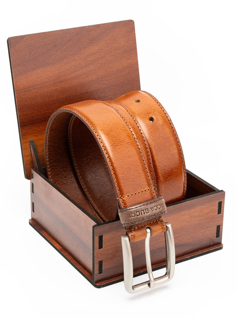 Bacca Bucci Classic Leather Belt with Metal Buckle
