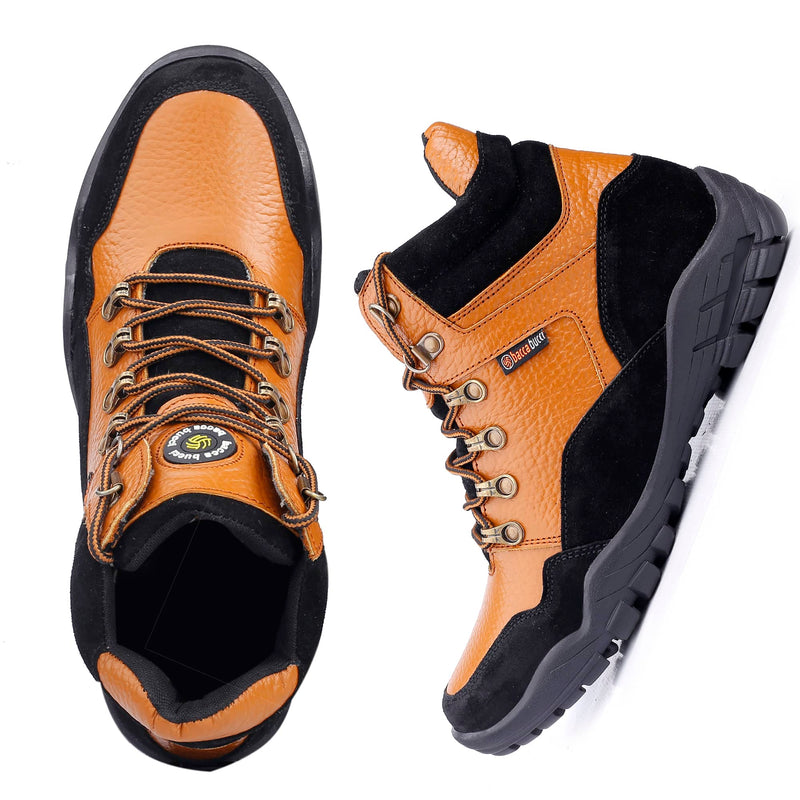 Bacca Bucci Men's KAILASH Splash-Proof Full Grain Leather Boots for Trekking Trails Backpacking and Hiking