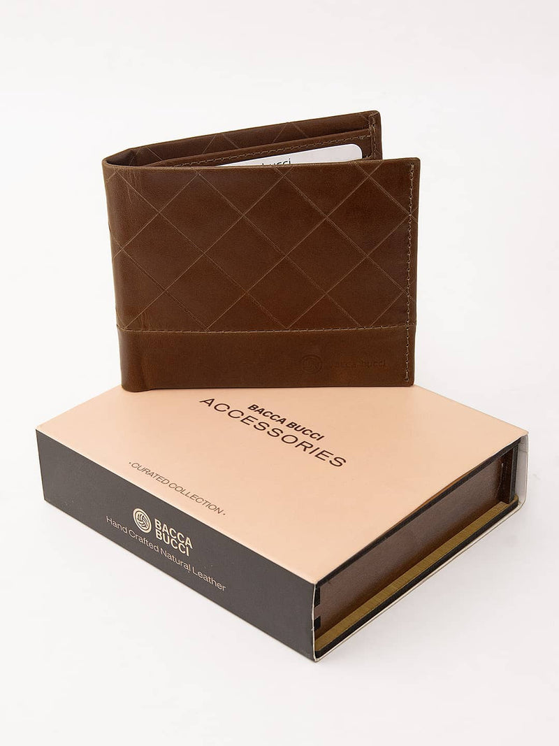 Bacca Bucci Leather Series Textured Bifold Wallet for Men
