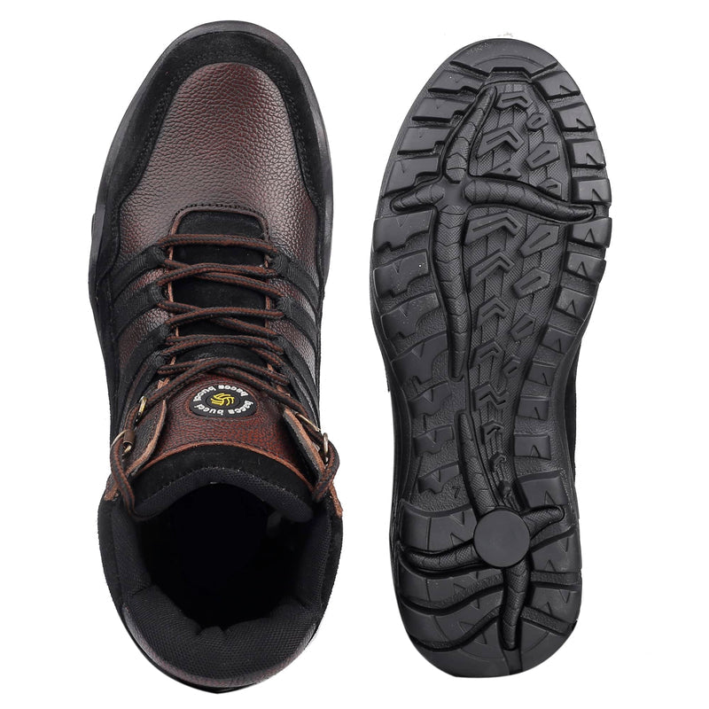 Bacca Bucci Men's MOUNTAIN Splash-Proof Leather Biker Boots- Trekking Backpacking & Hiking