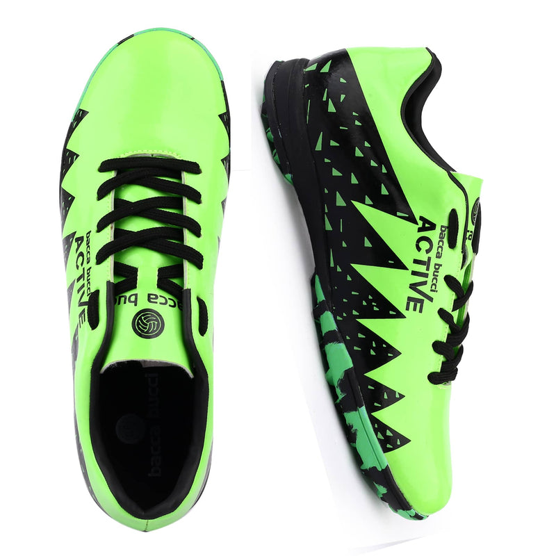 Bacca Bucci Neon Strike Pro Futsal Shoes – High-Performance Indoor Soccer Footwear with Enhanced Grip Sole, Dynamic Fit, Lightweight Design in Striking Neon Green with Agile Traction Control