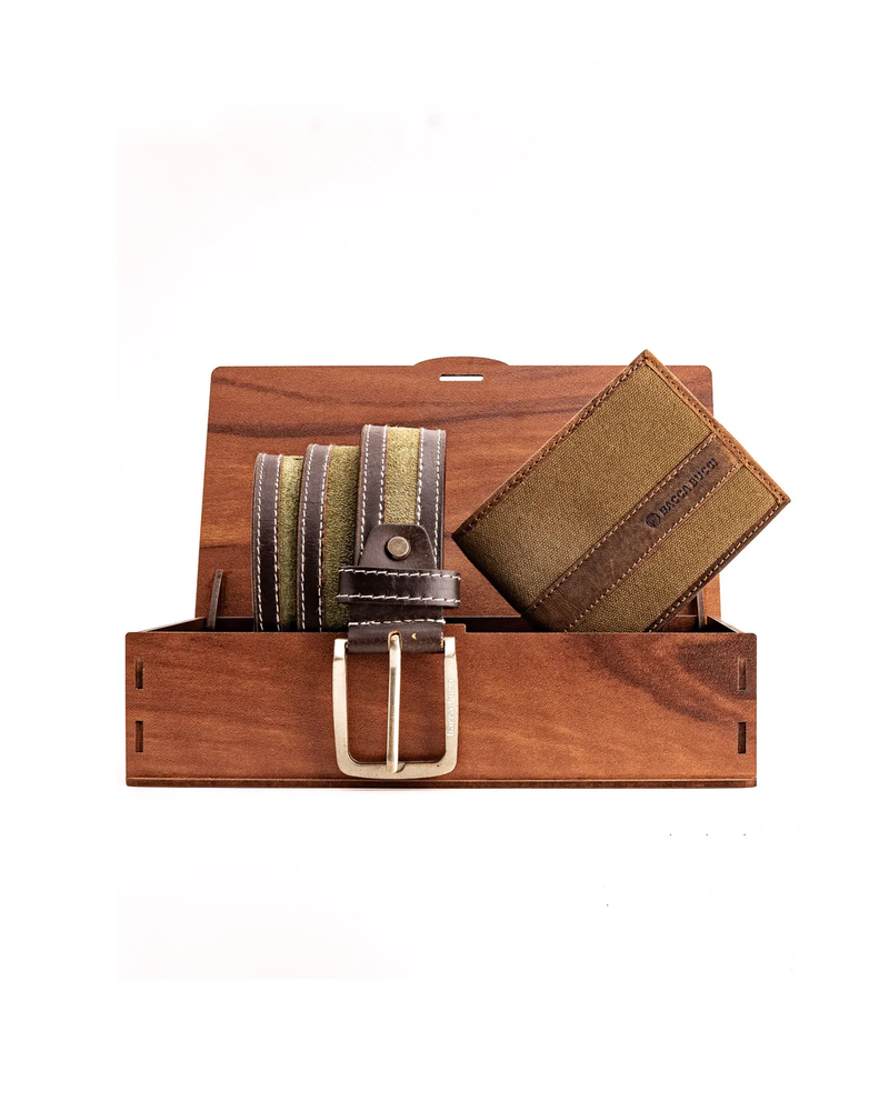 Bacca Bucci Premium Gift Combo: Classic Wallet & Stylish Belt in Elegant Wooden Box