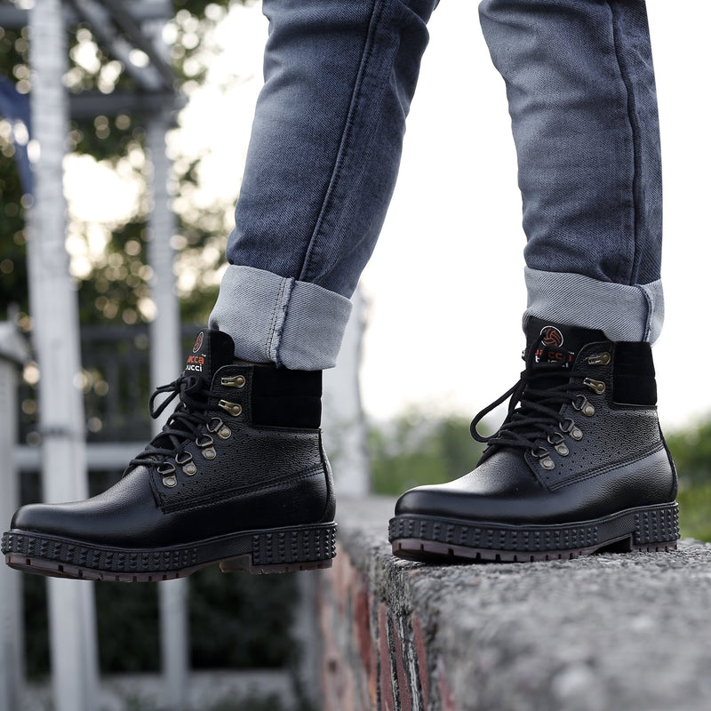 leather boots, leather boots for men, black leather boots, black lace up boots