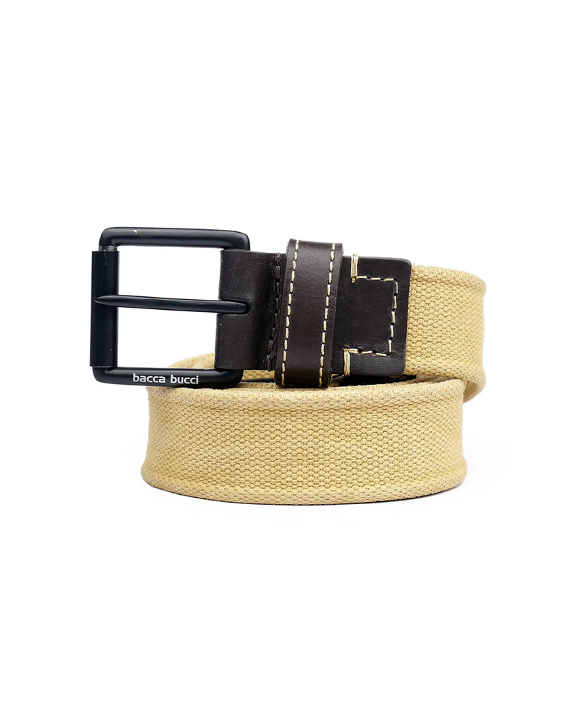 Bacca Bucci Water-Washed Canvas Belt with Genuine Leather Component
