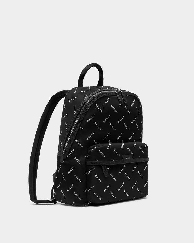 Backpack In Black Nylon With Chevron Logo