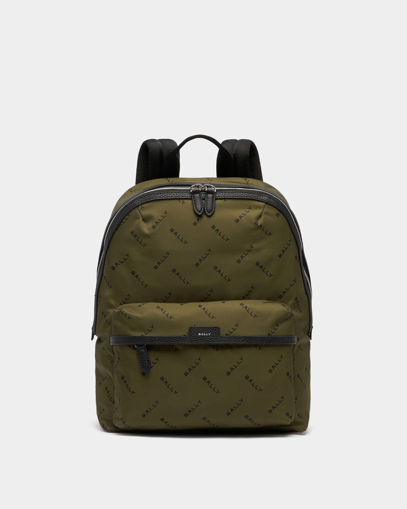 Backpack In Green Nylon With Chevron Logo