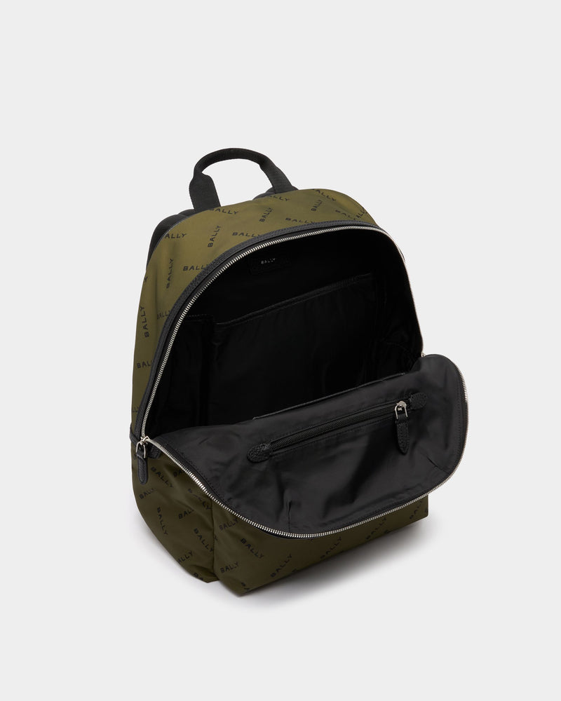 Backpack In Green Nylon With Chevron Logo